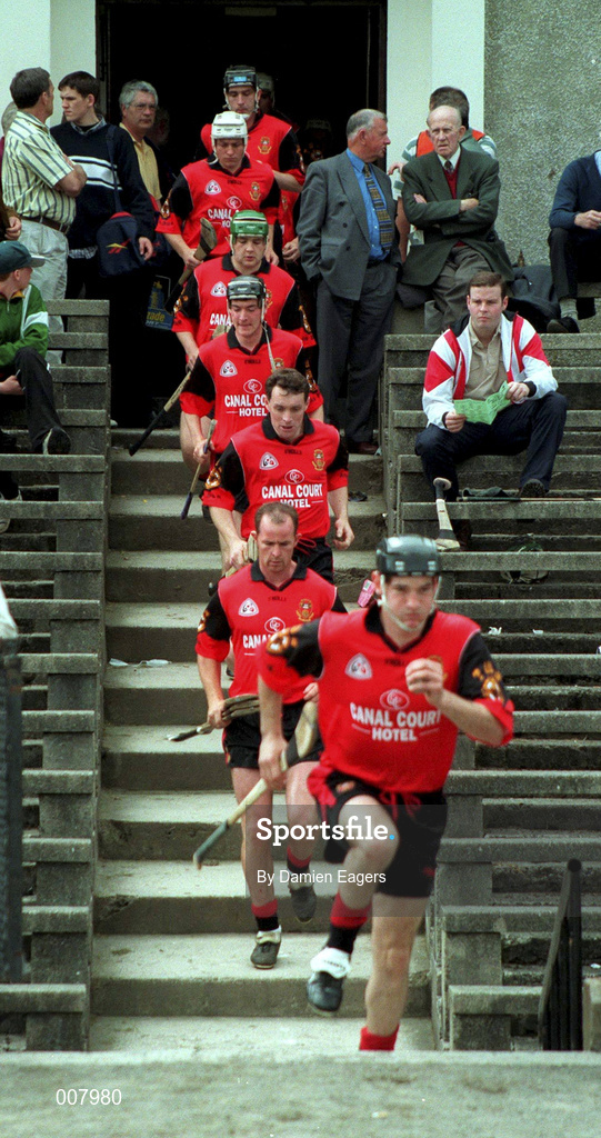 21 June 1998; The Down team enter the pitch ahead of the Guinness Ulster Senior Hurling Championship Semi-Final match between Derry and Down at Casement Park in Belfast, Antrim. Photo by Damien Eagers/Sportsfile