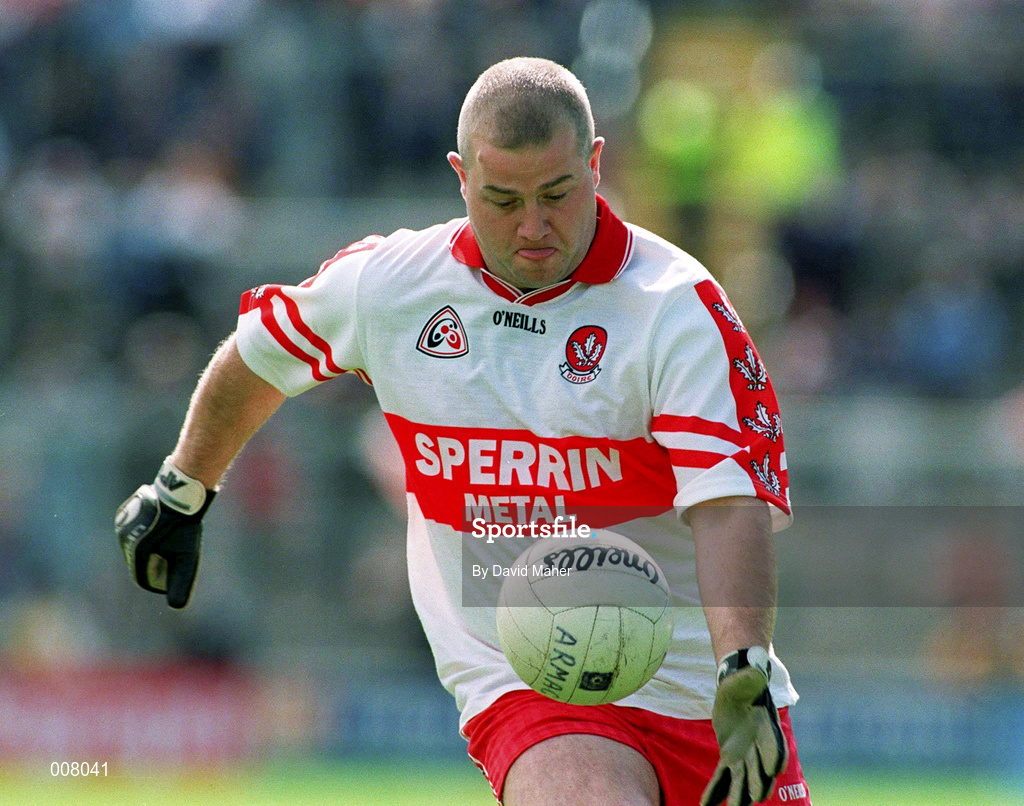 28 June 1998; Geoffrey McGonigle of Derry during the Bank of Ireland Ulster Senior Football Championship Semi-Final match between Armagh and Derry at St Tiernach's Park in Clones, Monaghan. Photo by David Maher/Sportsfile