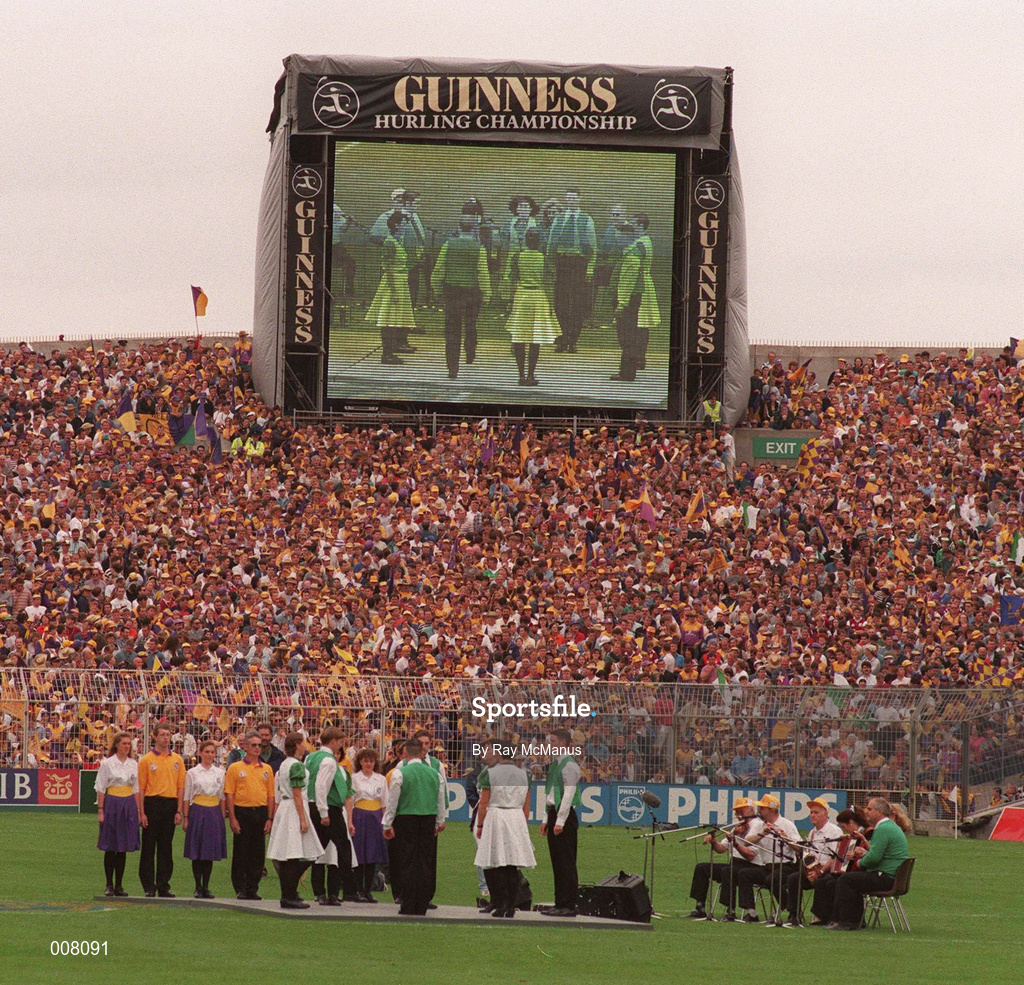 1 September 1996; Irish Dancers and musicians perform ahead of the Guinness All-Ireland Senior Hurling Championship Final match between Wexford and Limerick at Croke Park in Dublin. Photo by Ray McManus/Sportsfile