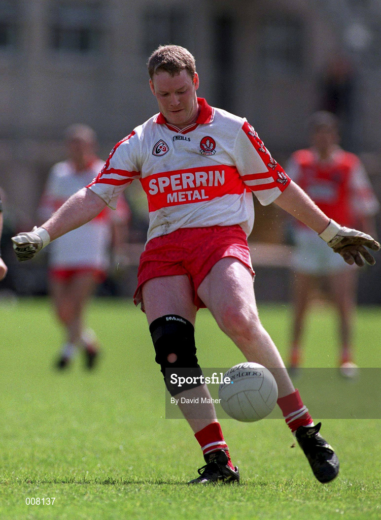 28 June 1998; Dermot Heaney of Derry during the Bank of Ireland Ulster Senior Football Championship Semi-Final match between Armagh and Derry at St Tiernach's Park in Clones, Monaghan. Photo by David Maher/Sportsfile