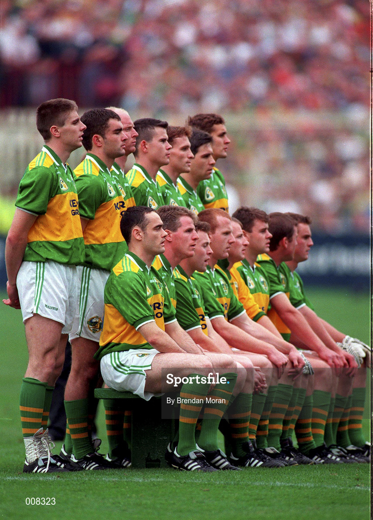 29 September 1997; The Kerry players pose for their team photograph prior to the Bank of Ireland All-Ireland Senior Football Championship Final match between Kerry and Mayo at Croke Park in Dublin. Photo by Brendan Moran/Sportsfile
