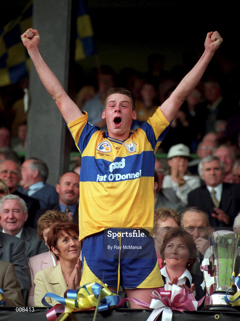 14 September 1997; Clare captain John Reddan celebrates after winning the All-Ireland Minor Hurling Championship Final between Clare and Galway at Croke Park in Dublin. Photo by Ray McManus/Sportsfile