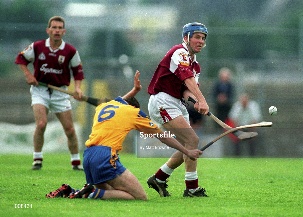 11 July 1998; Kevin Broderick of Galway in action against Mark Healy of Roscommon during the Guinness Connacht Senior Hurling Championship Final match between Roscommon and Galway at Dr Hyde Park in Roscommon. Photo by Matt Browne/Sportsfile