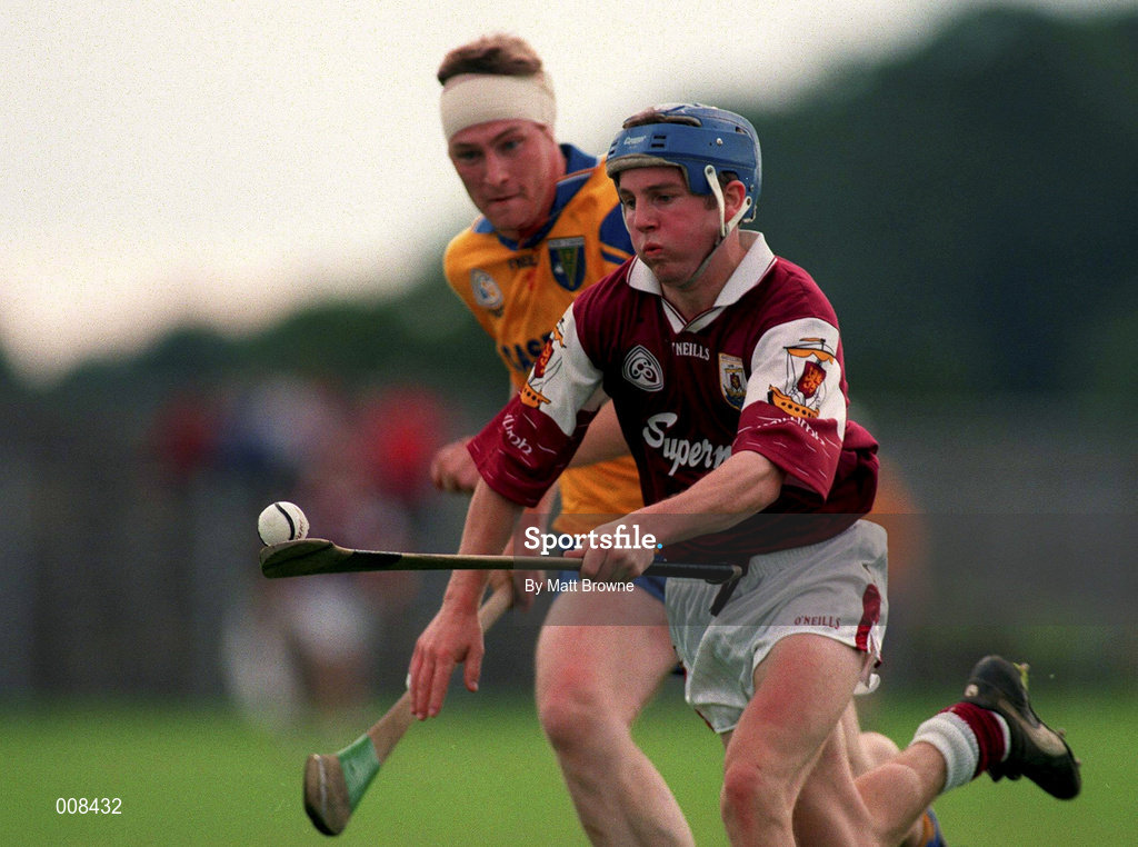 11 July 1998; Kevin Broderick of Galway in action against Adrian Coyne of Roscommon during the Guinness Connacht Senior Hurling Championship Final match between Roscommon and Galway at Dr Hyde Park in Roscommon. Photo by Matt Browne/Sportsfile