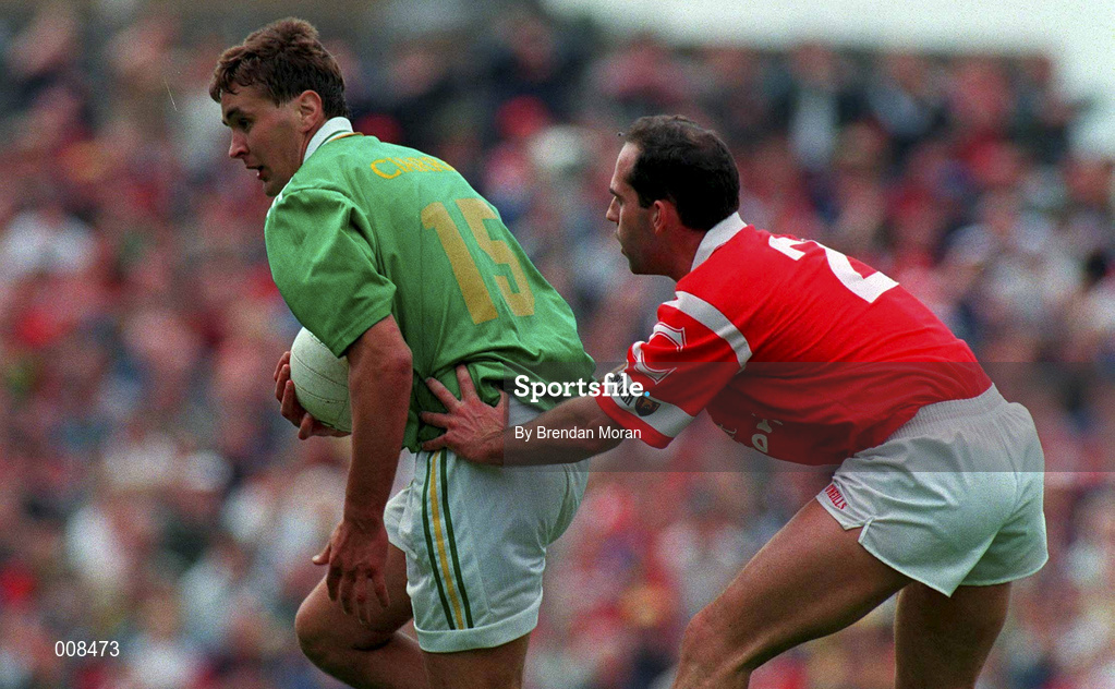 5 July 1998; Maurice Fitzgerald of Kerry in action against Mark O'Connor of Cork during the Bank of Ireland Munster Senior Football Championship Semi-Final match between Kerry and Cork at Fitzgerald Stadium in Killarney, Kerry. Photo by Brendan Moran/Sportsfile