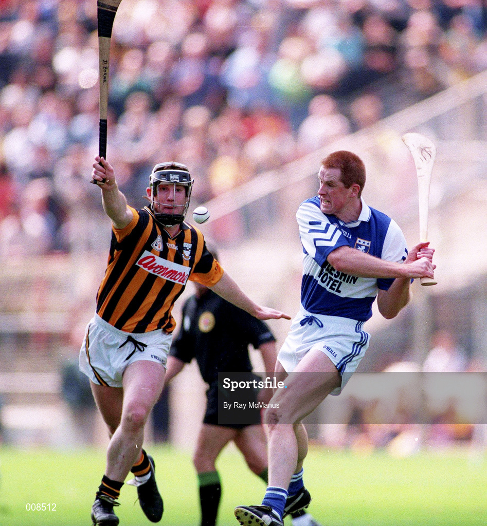 14 June 1998; Niall Rigney of Laois in action against Denis Byrne of Kilkenny during the Guinness Leinster Senior Hurling Championship Semi-Final match between Kilkenny and Laois at at Croke Park in Dublin. Photo by Ray McManus/Sportsfile