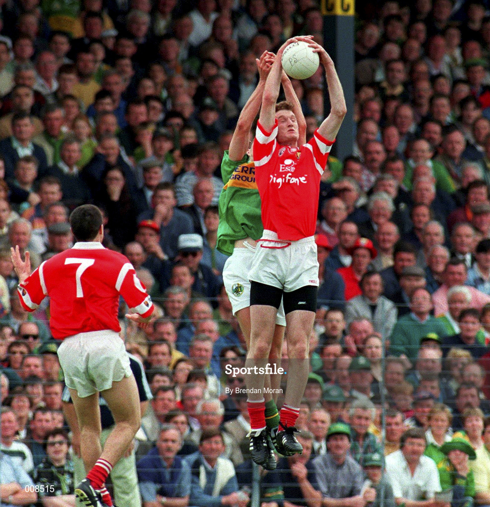 5 July 1998; Nicholas Murphy of Cork in action against Donal Daly of Kerry during the Bank of Ireland Munster Senior Football Championship Semi-Final match between Kerry and Cork at Fitzgerald Stadium in Killarney, Kerry. Photo by Brendan Moran/Sportsfile