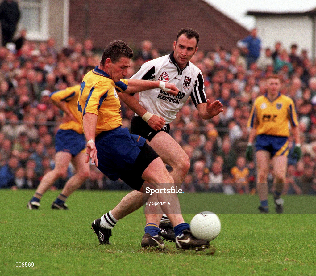 22 June 1997; Martin Feely of Roscommon in action against Paul Durcan of Sligo during the Bank of Ireland Connacht Senior Football Championship Semi-Final match between Sligo and Roscommon at Markievicz Park in Sligo. Photo by Sportsfile