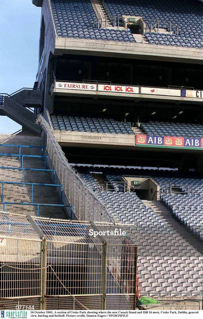 16 October 2001; A section of Croke Park showing where the new Cusack Stand and Hill 16 meet, Croke Park, Dublin, general view, hurling and football. Picture credit; Damien Eagers / SPORTSFILE