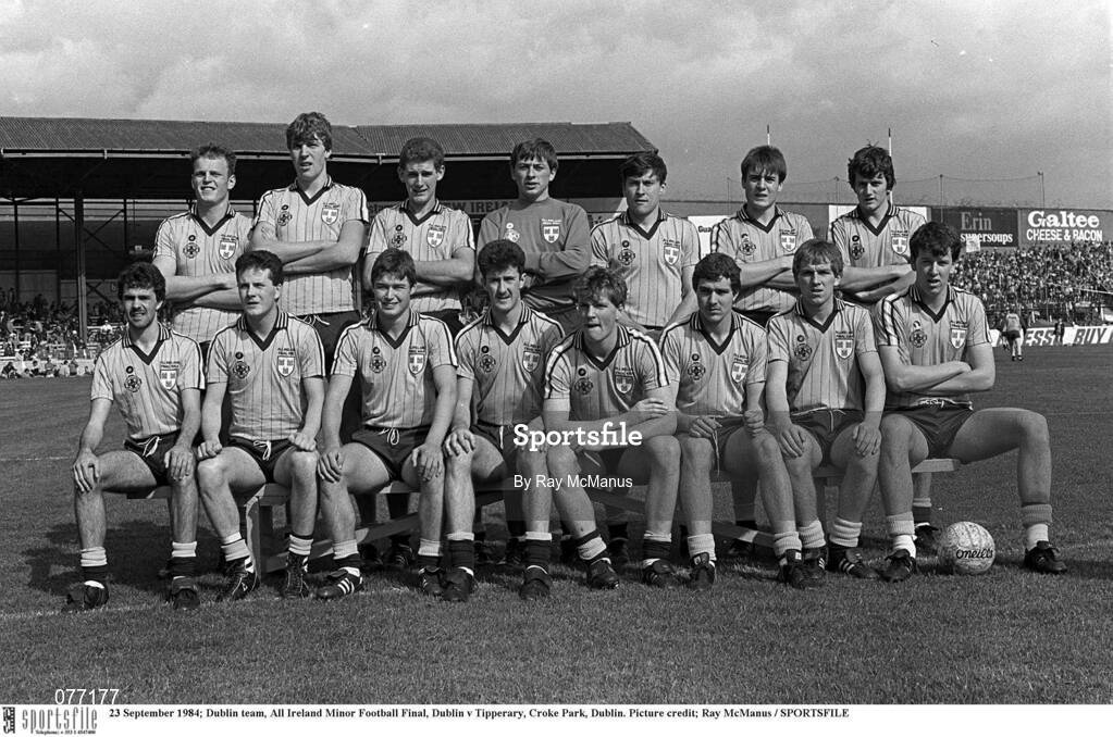 23 September 1984; Dublin minor team portrait ahead of the All Ireland Minor Football Final match between Dublin and Tipperary at Croke Park in Dublin. Photo by Ray McManus/Sportsfile
