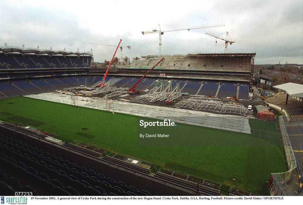 19 November 2001; A general view of Croke Park during the construction of the new Hogan Stand. Photo by David Maher/Sportsfile