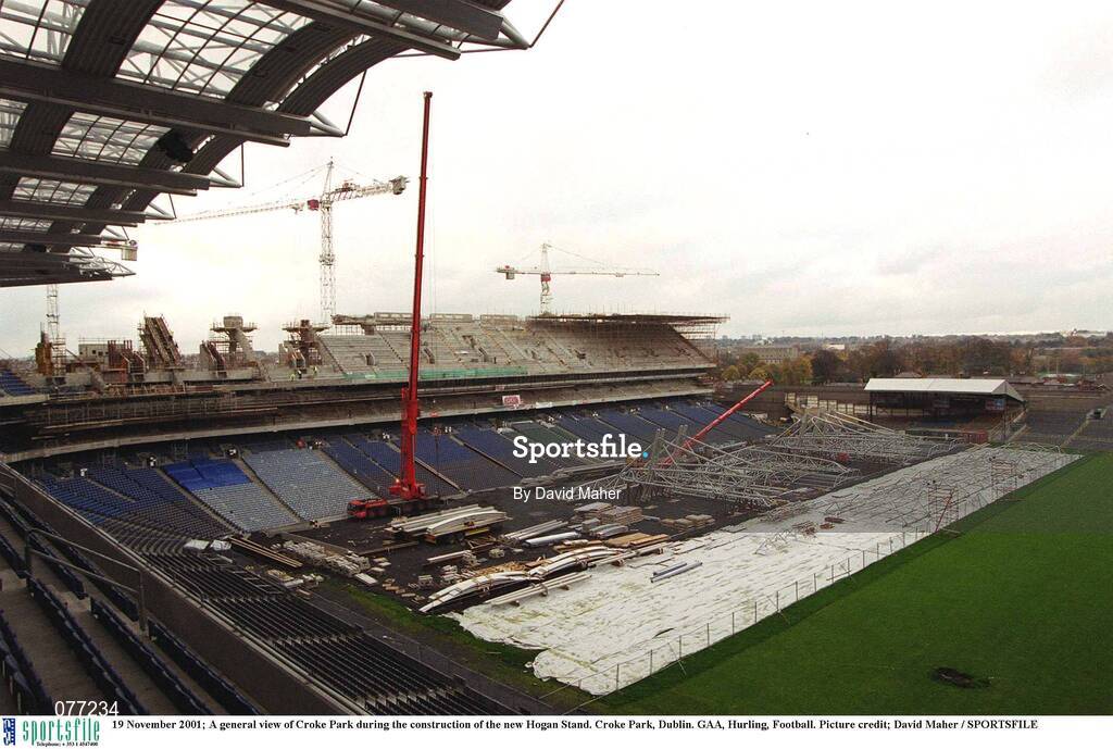 19 November 2001; A general view of Croke Park during the construction of the new Hogan Stand. Photo by David Maher/Sportsfile