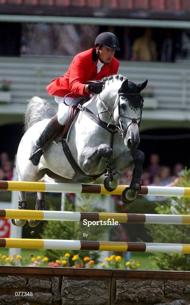 10 August 2001; Parco with Ludo Philippaerts up representing Belgium, Kerrygold Horse Show, RDS, Dublin. Showjumping. Equestrian. Picture credit; Damien Eagers/ SPORTSFILE *EDI*