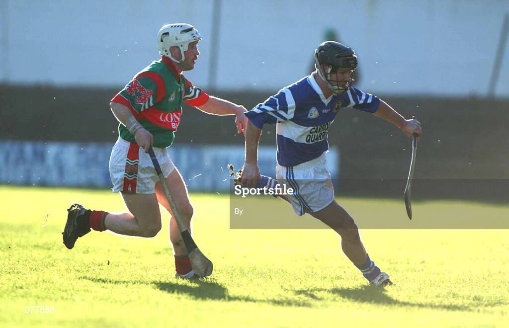 2 December 2001; Finion O'Sullivan, Castletown in action against Donal Franks, Birr, Birr v Castletown, AIB  Leinster Club Senior Hurling Final, Nowlan Park, Co. Kilkenny. Picture credit; Damien Eagers / SPORTSFILE *EDI*