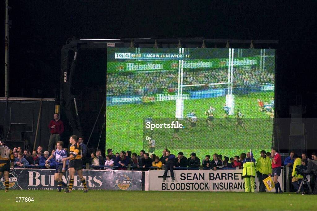 30 November 2001; Leinster v Newport in action on the Big Screen during the. Leinster v Newport, Celtic League, Quarter Final, Donnybrook, Dublin. Rugby. Picture credit; Matt Browne / SPORTSFILE *EDI*