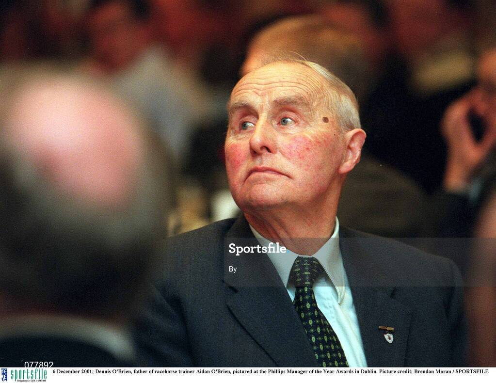 6 December 2001; Dennis O'Brien, father of racehorse trainer Aidan O'Brien, pictured at the Phillips Manager of the Year Awards in Dublin. Picture credit; Brendan Moran / SPORTSFILE