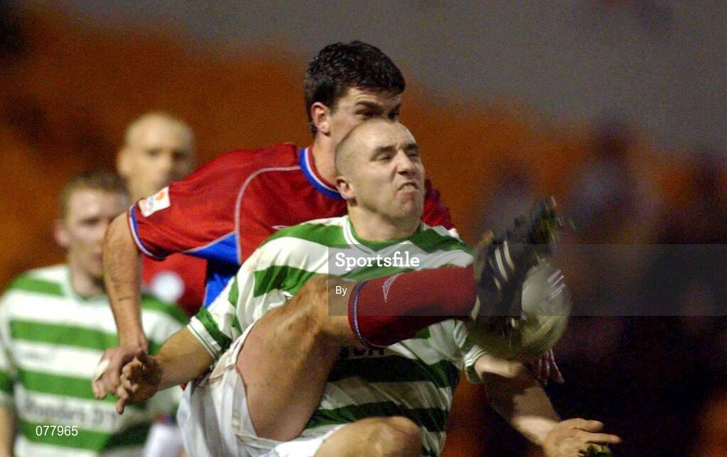 7 December 2001; Tony Grant, Shamrock Rovers, in action against Kevin Doherty, Shelbourne. eircom League Premier Division, Shelbourne v Shamrock Rovers, Tolka park, Dublin. Soccer. Picture credit; David Maher / SPORTSFILE *EDI*