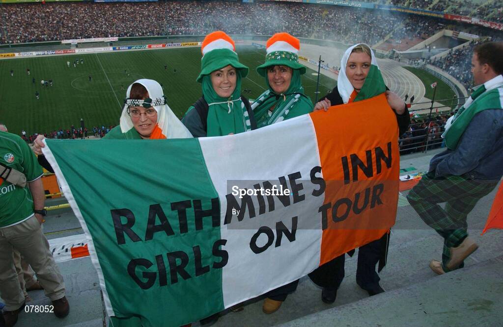14 November 2001; Female Republic of Ireland fans pictured in the stadium. Iran v Republic of Ireland, World Cup Play off 2nd leg, Azadi Stadium, Tehran, Iran. Soccer. Picture credit; Ray McManus / SPORTSFILE *EDI*