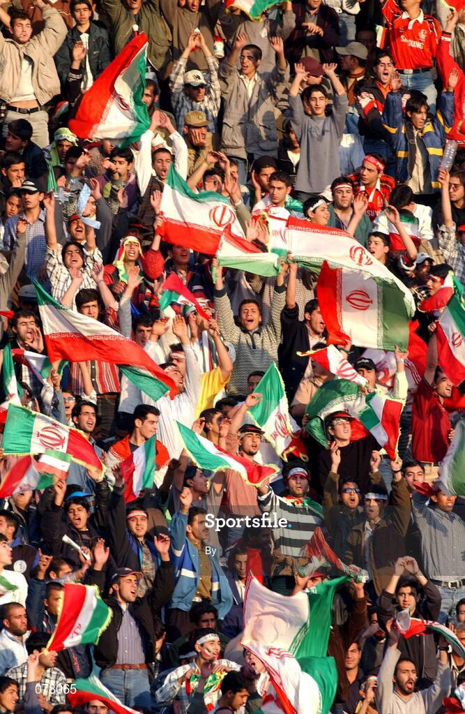 14 November 2001; Iranian fans cheer on their side before the game. Iran v Republic of Ireland, World Cup Play off 2nd leg, Azadi Stadium, Tehran, Iran. Soccer. Picture credit; Ray McManus / SPORTSFILE *EDI*