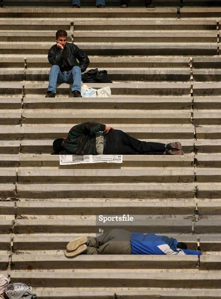 14 November 2001; Iranian fans get some sleep 5 hours before the game kicks off. Iran v Republic of Ireland, World Cup Play off 2nd leg, Azadi Stadium, Tehran, Iran. Soccer. Picture credit; David Maher / SPORTSFILE *EDI*
