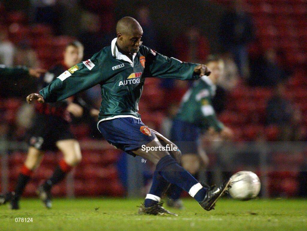 30 November 2001; Charles Mbabazi Livingstone, St. Patrick's Athletic.  Soccer. Picture credit; David Maher / SPORTSFILE *EDI*