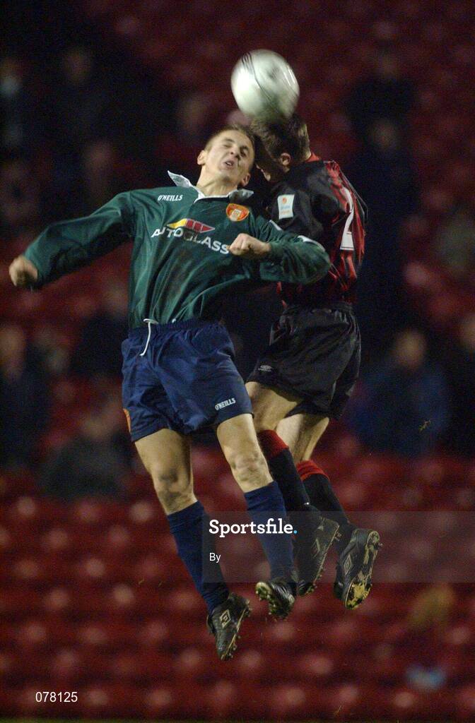 30 November 2001; Kevin Doyle, St. Patrick's Athletic, in action against Anthony Shevlin, Bohemians. eircom League Premier Division. Dalymount Park, Dublin. Soccer. Picture credit; David Maher / SPORTSFILE *EDI*