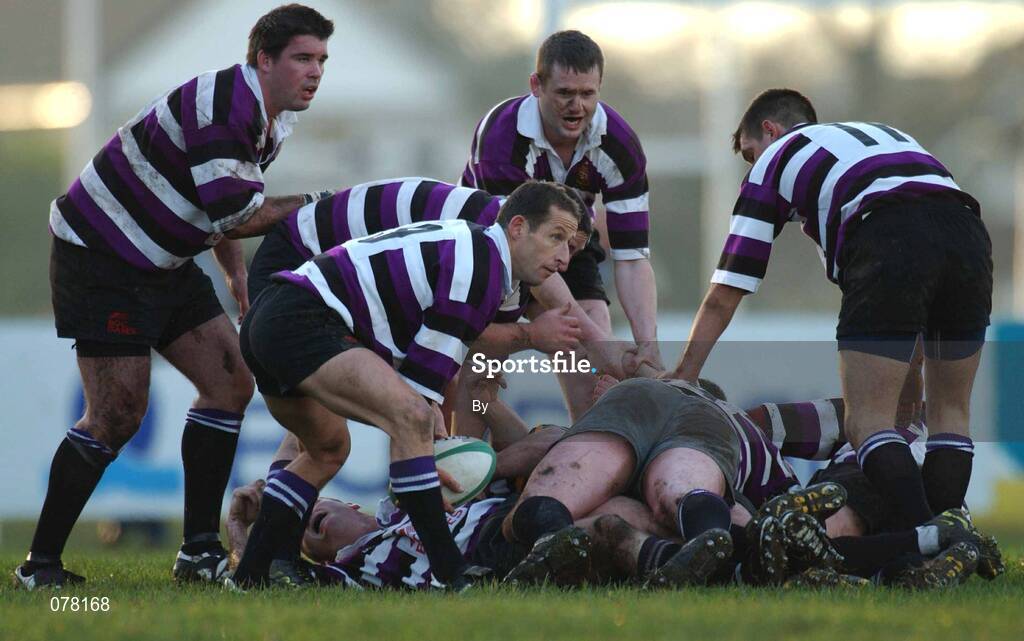 8 December 2001; Kevin Putt, Terenure, attempts to get the ball away from the scrum. Terenure v County Carlow, AIB All-Ireland League, Division 1, Lakelands, Dublin. Picture credit; Ray McManus / SPORTSFILE *EDI*