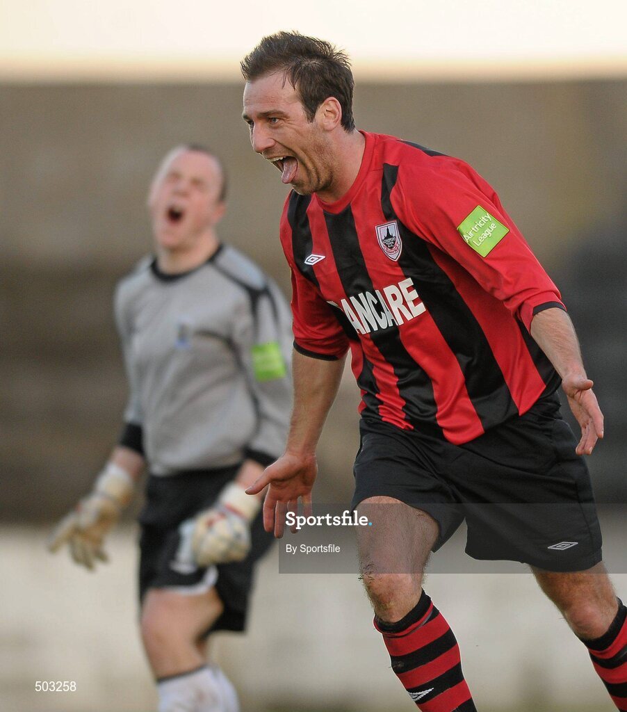 2 April 2011; Jack Morley, Longford Town, celebrates after scoring his side's second goal. Airtricity League First Division, Longford Town v Athlone Town, Flancare Park, Longford. Photo by Sportsfile