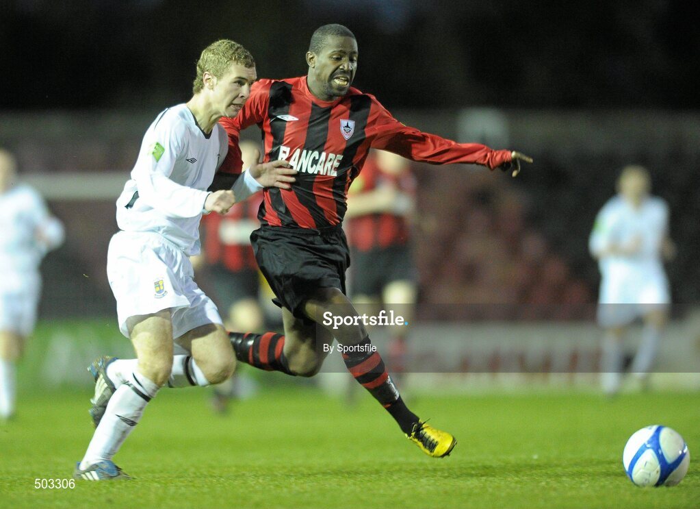 2 April 2011; Don Cowan, Longford Town, in action against Stephen Relihan, Athlone Town. Airtricity League First Division, Longford Town v Athlone Town, Flancare Park, Longford. Photo by Sportsfile