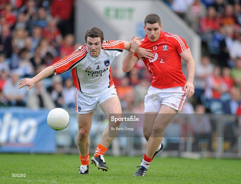 10 April 2011; Brendan Donaghy, Armagh, in action against Daniel Goulding, Cork. Allianz Football League, Division 1, Round 7, Cork v Armagh, Pairc Ui Chaoimh, Cork. Picture credit: Barry Cregg / SPORTSFILE