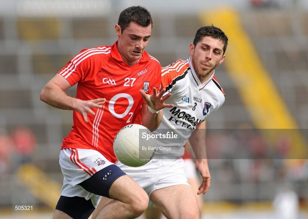 10 April 2011; Donncha O'Connor, Cork, in action against Vincent Martin, Armagh. Allianz Football League, Division 1, Round 7, Cork v Armagh, Pairc Ui Chaoimh, Cork. Picture credit: Barry Cregg / SPORTSFILE
