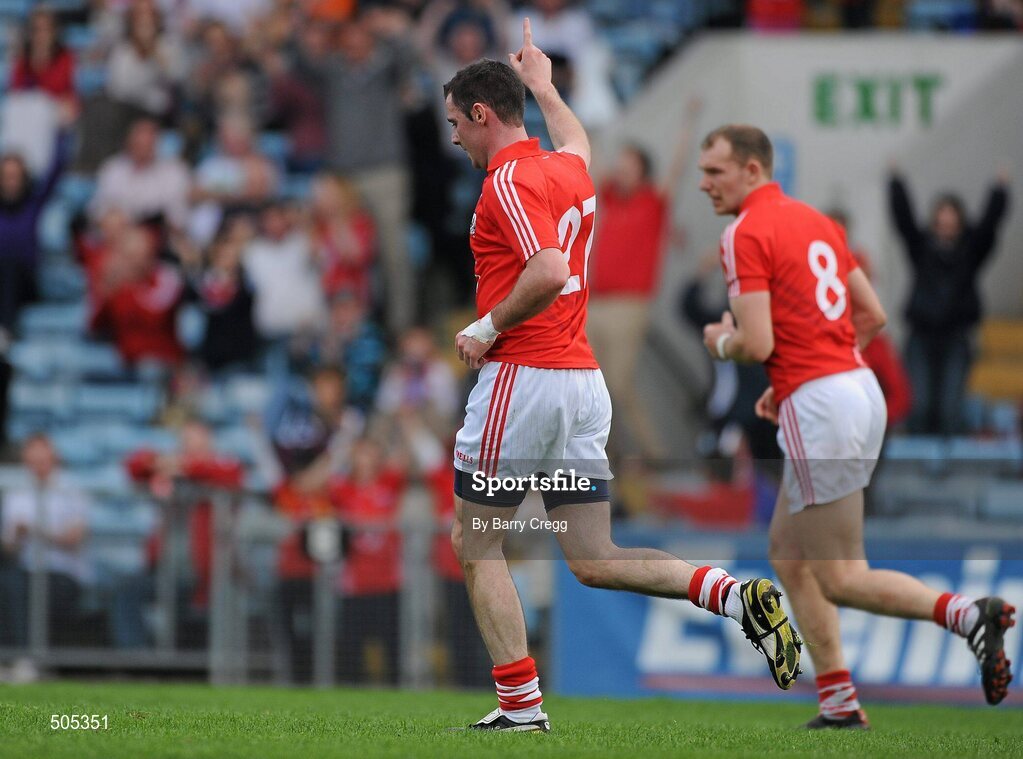 10 April 2011; Donncha O'Connor, Cork, celebrates after scoring both his and his side's second goal. Allianz Football League, Division 1, Round 7, Cork v Armagh, Pairc Ui Chaoimh, Cork. Picture credit: Barry Cregg / SPORTSFILE