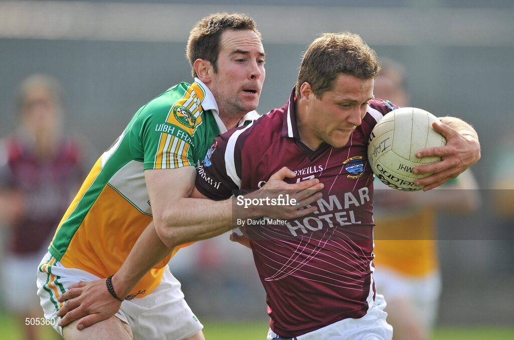 10 April 2011; Paul Greville of Westmeath in action against Joe Quinn of Offaly during the Allianz Football League, Division 2 Round 7 match between Westmeath and Offaly at Cusack Park in Mullingar, Westmeath. Photo by David Maher/Sportsfile