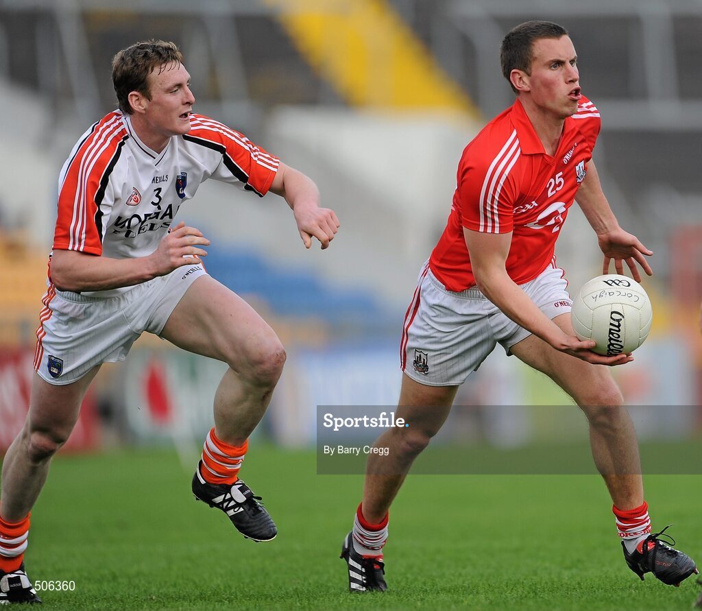 10 April 2011; Patrick Kelly, Cork, in action against Kieran Toner, Armagh. Allianz Football League, Division 1, Round 7, Cork v Armagh, Pairc Ui Chaoimh, Cork. Picture credit: Barry Cregg / SPORTSFILE