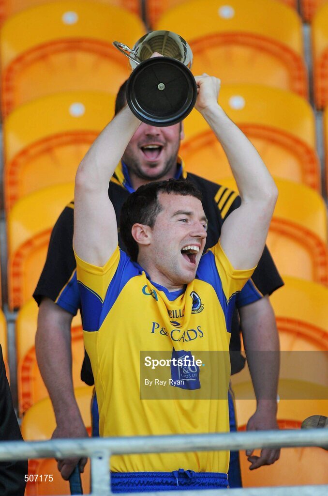 17 April 2011; Roscommon captain Shane Curley lifts the cup. Allianz GAA Hurling Division 3B Final, Mayo v Roscommon, Carrick-on-Shannon, Leitrim. Picture credit: Ray Ryan / SPORTSFILE