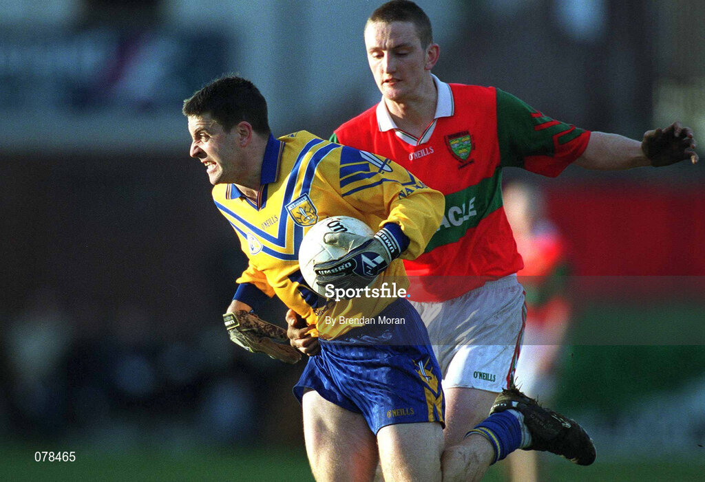 16 December 2001; Senan Connell of Na Fianna in action against Richard Dignam of Rathnew during the AIB Leinster Senior Club Football Championship Final match between Na Fianna and Rathnew at St Conleth's Park in Newbridge, Kildare. Photo by Brendan Moran/Sportsfile