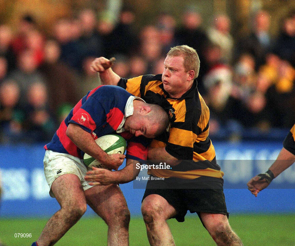 29 December 2001; Declan Quinn of County Clontarf in action against Andrew Melville of County Carlow during the Leinster Senior Cup Final match between Clontarf and County Carlow at Donnybrook Stadium in Dublin. Photo by Matt Browne/Sportsfile