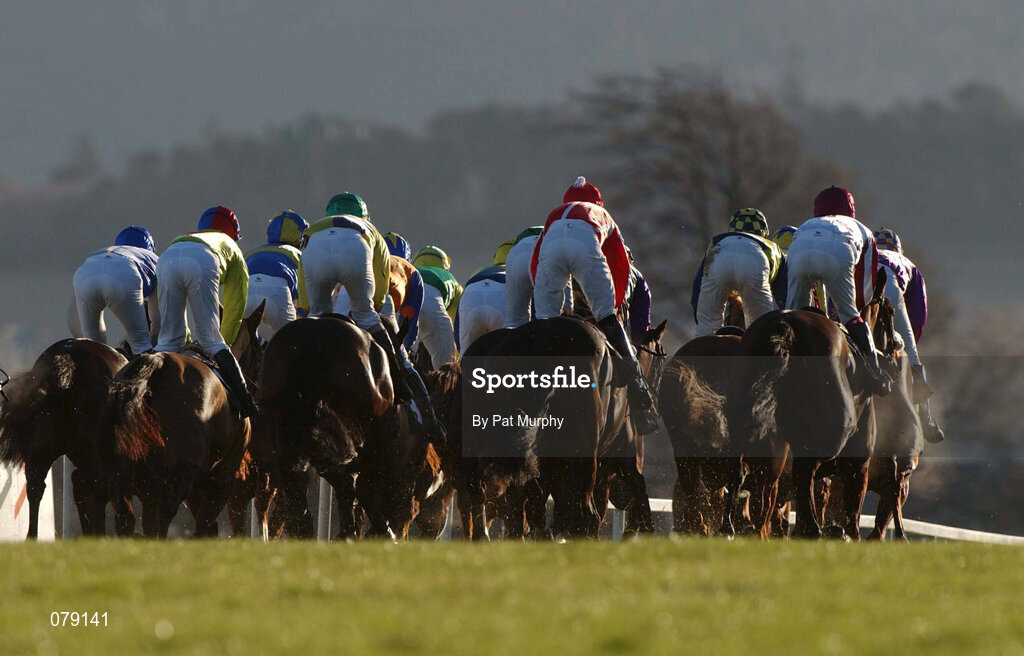 29 December 2001; A general view of runners and riders during the Agri-Aware Maiden Hurdle on Day Four of the Leopardstown Christmas Festival at Leopardstown Racecourse in Dublin. Photo by Pat Murphy/Sportsfile