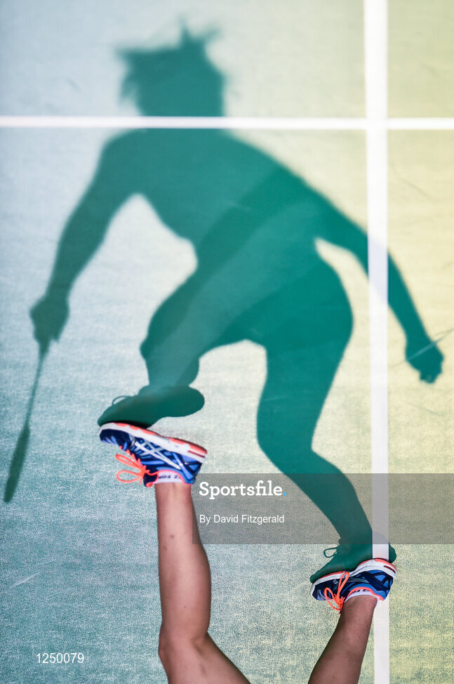 10 December 2016; Julie Finne-Ipsen of Denmark in action against Emilie Lefal and Anne Tran of France during their women's doubles final match at the 2016 FZ Forza Irish Open Badmintion Championships at the National Indoor Arena in Abbotstown, Dublin. Photo by David Fitzgerald/Sportsfile