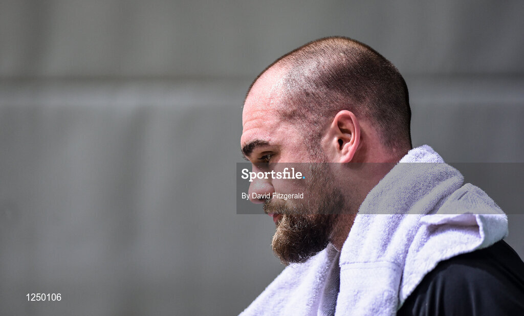 10 December 2016; A dejected Scott Evans of Ireland following his defeat to Fabian Roth from Germany in their men's singles final match at the 2016 FZ Forza Irish Open Badmintion Championships at the National Indoor Arena in Abbotstown, Dublin. Photo by David Fitzgerald/Sportsfile