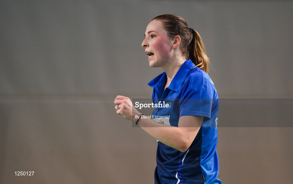 10 December 2016; Line Kjaersfeldt of Denmark celebrates defeating Shuo Yun Sung of China following their women's singles final match at the 2016 FZ Forza Irish Open Badmintion Championships at the National Indoor Arena in Abbotstown, Dublin. Photo by David Fitzgerald/Sportsfile