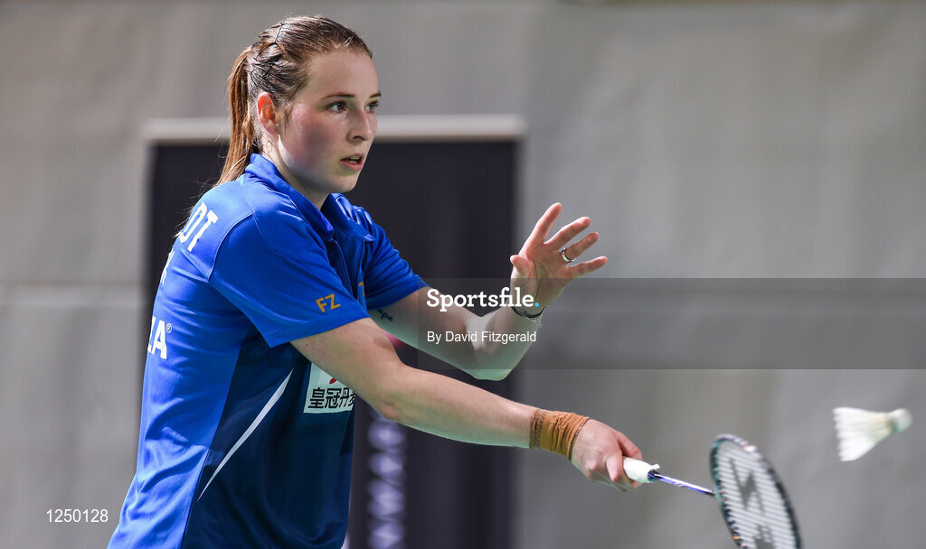 10 December 2016; Line Kjaersfeldt of Denmark in action against Shuo Yun Sung of China during their women's singles final match at the 2016 FZ Forza Irish Open Badmintion Championships at the National Indoor Arena in Abbotstown, Dublin. Photo by David Fitzgerald/Sportsfile