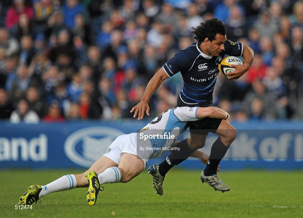 6 May 2011; Isa Nacewa, Leinster, is tackled by Mark Bennett, Glasgow Warriors. Celtic League, Leinster v Glasgow Warriors, RDS, Ballsbridge, Dublin. Picture credit: Stephen McCarthy / SPORTSFILE