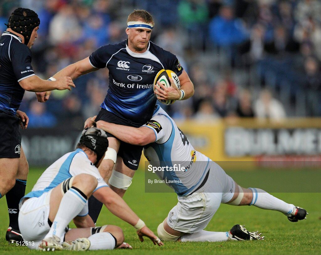 6 May 2011; Jamie Heaslip, Leinster, in action against Aly Muldowney, Glasgow Warriors. Celtic League, Leinster v Glasgow Warriors, RDS, Ballsbridge, Dublin. Picture credit: Brian Lawless / SPORTSFILE