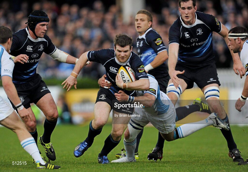 6 May 2011; Gordon D'Arcy, Leinster, in action against Graeme Morrison, Glasgow Warriors. Celtic League, Leinster v Glasgow Warriors, RDS, Ballsbridge, Dublin. Picture credit: Brian Lawless / SPORTSFILE