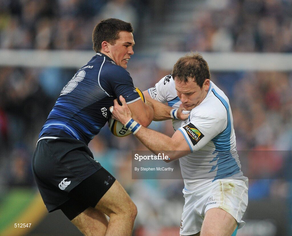 6 May 2011; Eoin O'Malley, Leinster, is tackled by Graeme Morrison, Glasgow Warriors. Celtic League, Leinster v Glasgow Warriors, RDS, Ballsbridge, Dublin. Picture credit: Stephen McCarthy / SPORTSFILE