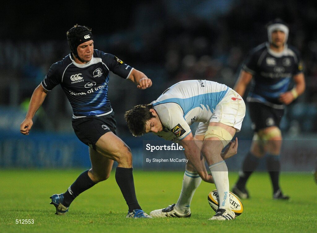 6 May 2011; Johnnie Beattie, Glasgow Warriors, in action against Isaac Boss, Leinster. Celtic League, Leinster v Glasgow Warriors, RDS, Ballsbridge, Dublin. Picture credit: Stephen McCarthy / SPORTSFILE