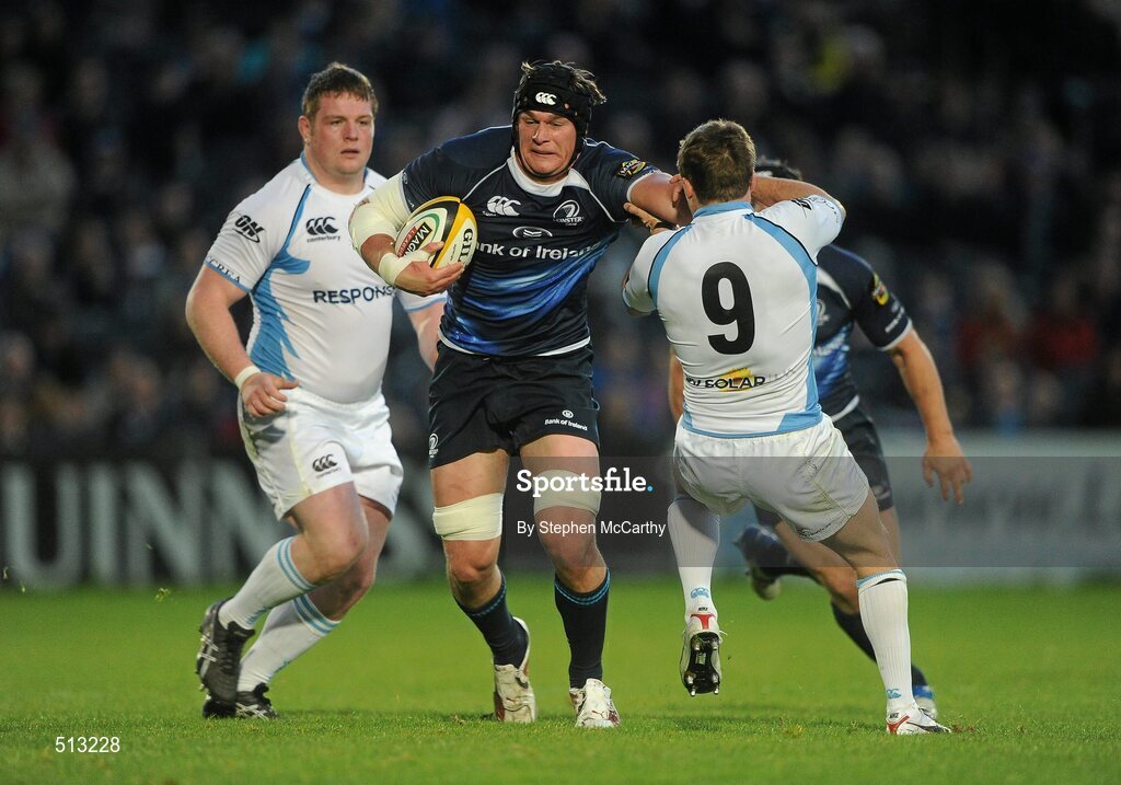 6 May 2011; Rhys Ruddock, Leinster, is tackled by Chris Cusiter, Glasgow Warriors. Celtic League, Leinster v Glasgow Warriors, RDS, Ballsbridge, Dublin. Picture credit: Stephen McCarthy / SPORTSFILE