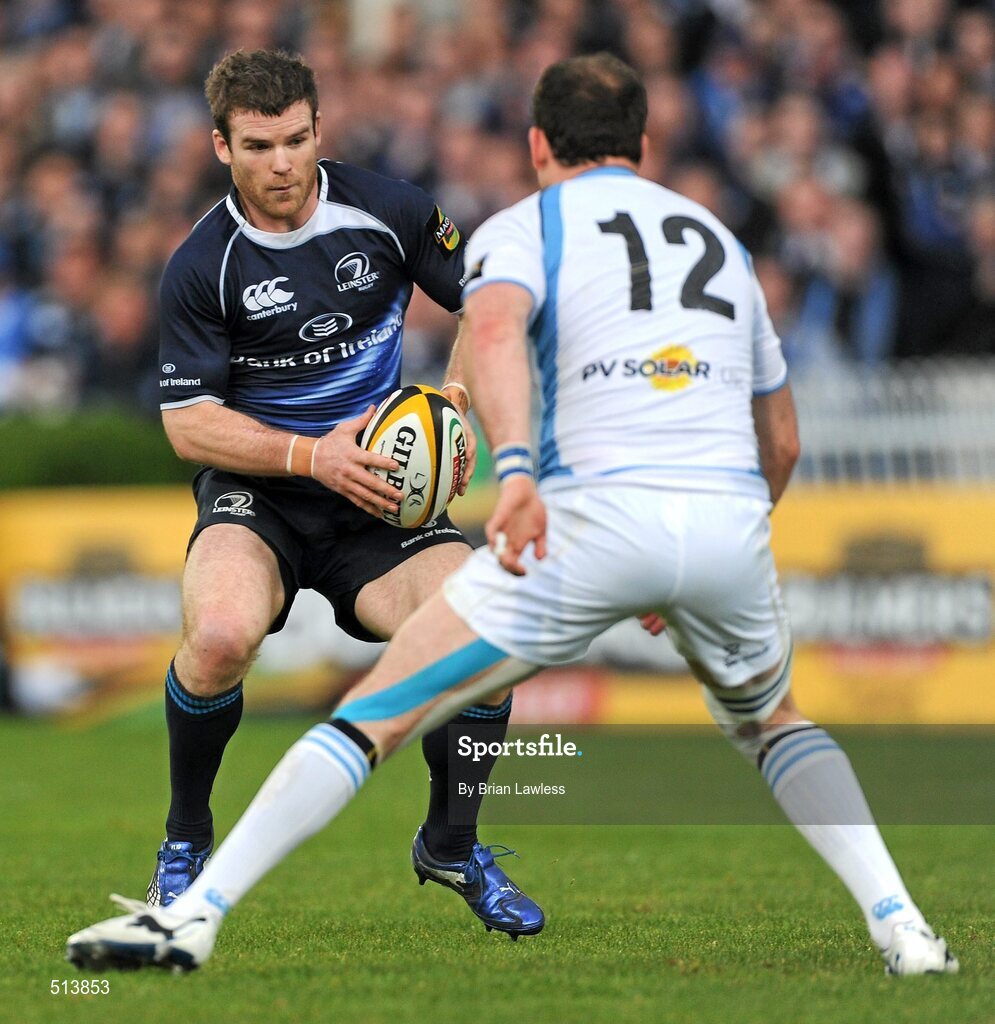 6 May 2011; Gordon D'Arcy, Leinster, in action against Graeme Morrison, Glasgow Warriors. Celtic League, Leinster v Glasgow Warriors, RDS, Ballsbridge, Dublin. Picture credit: Brian Lawless / SPORTSFILE