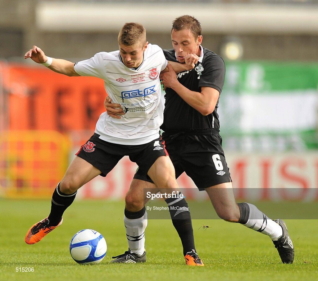 14 May 2011; Daniel Kearns, Dundalk, in action against Stephen Rice, Shamrock Rovers. Setanta Sports Cup Final, Dundalk v Shamrock Rovers, Tallaght Stadium, Tallaght, Co. Dublin. Picture credit: Stephen McCarthy / SPORTSFILE